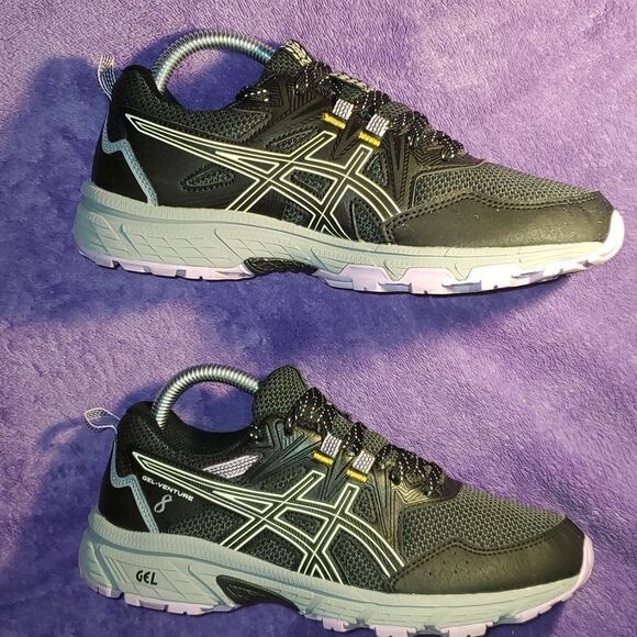 Asics Women's Gel-Venture 8 Trail Running Shoes 1012A706 Size 7 Black Purple - Picture 2 of 11